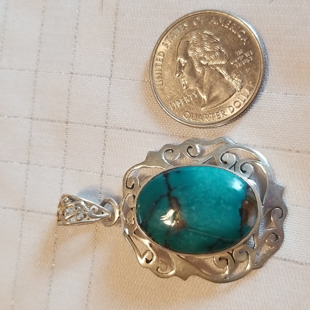 17mm x 24mm Turquoise Pendant 5mm Bail, set in 925 Sterling Silver.  J# 6